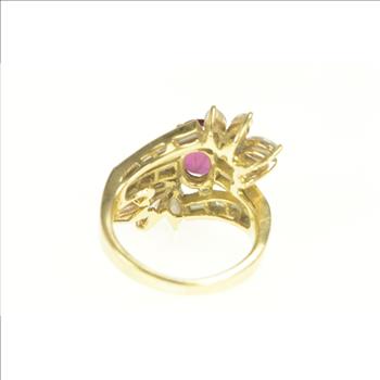 14K 4.29 Ctw Natural Ruby VVS Diamond Engagement Yellow Gold Ring, Size 7.25