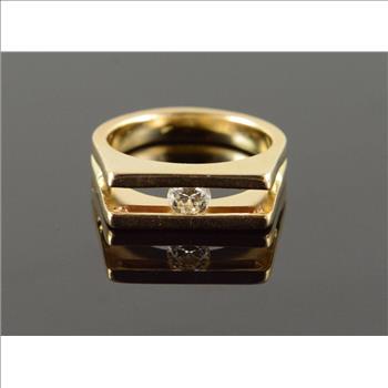14K 4.5g 0.20 CT Diamond Slide Inset Band Yellow Gold Ring, Size 3.75