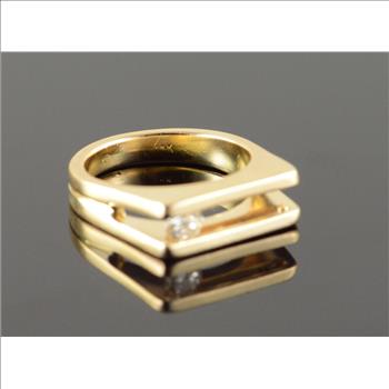 14K 4.5g 0.20 CT Diamond Slide Inset Band Yellow Gold Ring, Size 3.75