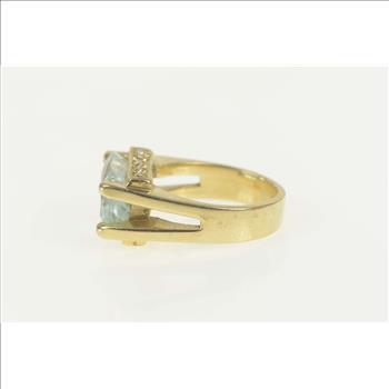 14K 4.70 Ctw Aquamarine Diamond Cocktail Yellow Gold Ring, Size 6