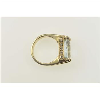 14K 4.70 Ctw Aquamarine Diamond Cocktail Yellow Gold Ring, Size 6