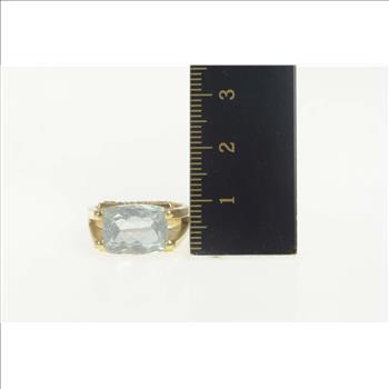 14K 4.70 Ctw Aquamarine Diamond Cocktail Yellow Gold Ring, Size 6