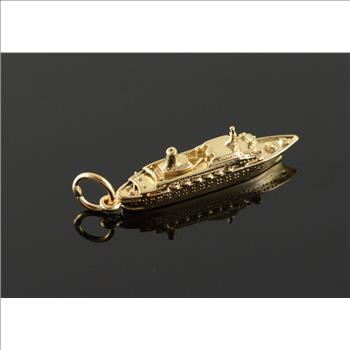 14K 4g Spirit of London Cruise Ship Boat Ocean Liner Sea Yellow Gold Charm/Pendant