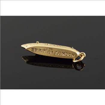 14K 4g Spirit of London Cruise Ship Boat Ocean Liner Sea Yellow Gold Charm/Pendant