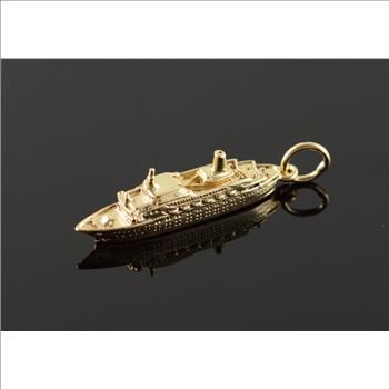 14K 4g Spirit of London Cruise Ship Boat Ocean Liner Sea Yellow Gold Charm/Pendant