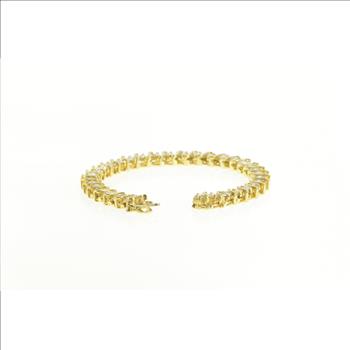 14K 6.50 Ctw Diamond Scroll Wavy Curvy Tennis Yellow Gold Bracelet 7