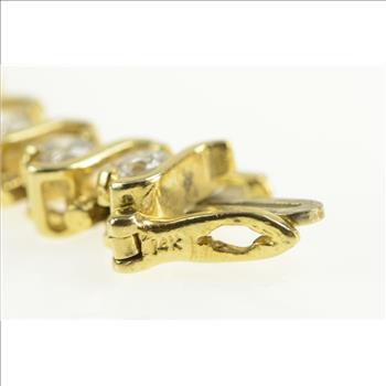 14K 6.50 Ctw Diamond Scroll Wavy Curvy Tennis Yellow Gold Bracelet 7