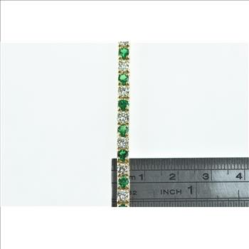 14K 6.50 Ctw Emerald VS Diamond Tennis Yellow Gold Bracelet 7