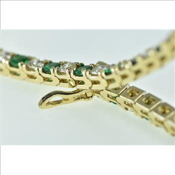 14K 6.50 Ctw Emerald VS Diamond Tennis Yellow Gold Bracelet 7