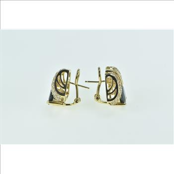 14K 7.75 Ctw Sapphire Pave Diamond French Clip Yellow Gold Earrings