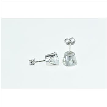 14K 8.0mm Vintage Solitaire Classic CZ Stud White Gold Earrings