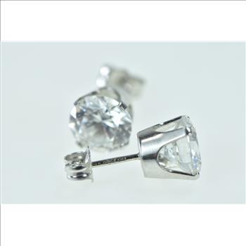 14K 8.0mm Vintage Solitaire Classic CZ Stud White Gold Earrings