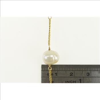 14K 8.7mm Pearl Vintage Beaded Chain Yellow Gold Necklace 18.25