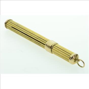 14K 9.2g Antique Watch Fob Golf Pencil Case with Original Pencil Yellow Gold Charm/Pendant