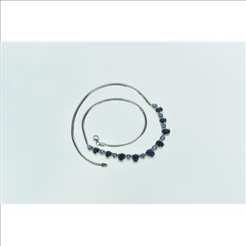 14K 9.40 Ctw Effy Royale Bleu Sapphire Diamond White Gold Necklace 16.75