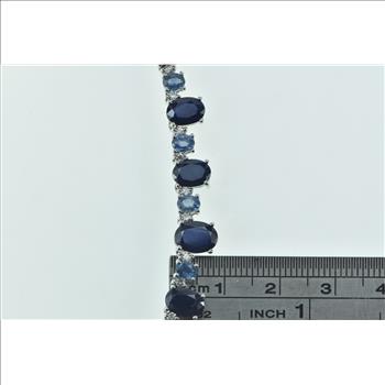 14K 9.40 Ctw Effy Royale Bleu Sapphire Diamond White Gold Necklace 16.75