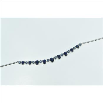 14K 9.40 Ctw Effy Royale Bleu Sapphire Diamond White Gold Necklace 16.75