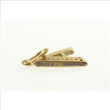 14K A Diamond Inset Monogram Initial Name Yellow Gold Charm/Pendant