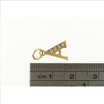 14K A Diamond Inset Monogram Initial Name Yellow Gold Charm/Pendant