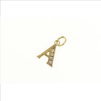 14K A Diamond Inset Monogram Initial Name Yellow Gold Charm/Pendant