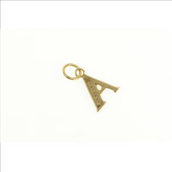 14K A Diamond Inset Monogram Initial Name Yellow Gold Charm/Pendant