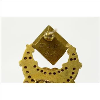 14K Alpha Kappa Kappa Victorian Seed Pearl Lapel Yellow Gold Pin/Brooch
