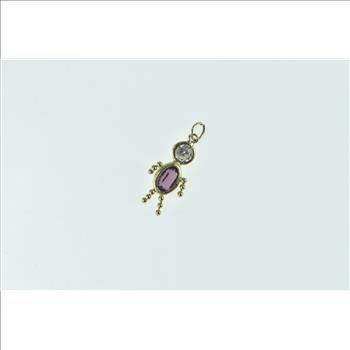 14K Amethyst Birthstone Baby February CZ Yellow Gold Charm/Pendant