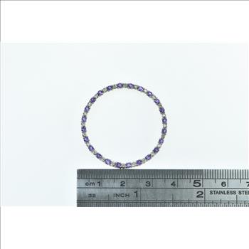 14K Amethyst Diamond Vintage Circle Journey Yellow Gold Pendant