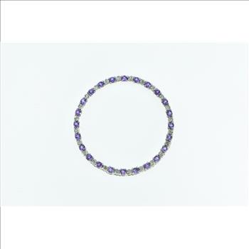 14K Amethyst Diamond Vintage Circle Journey Yellow Gold Pendant