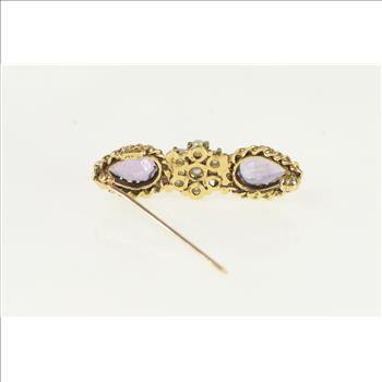 14K Amethyst Pearl Cluster Ornate Vintage Yellow Gold Pin/Brooch