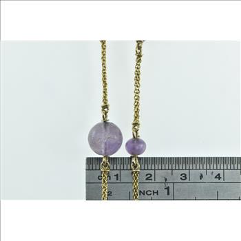 14K Amethyst Wheat Palma Link Layering Opera Chain Yellow Gold Necklace 97