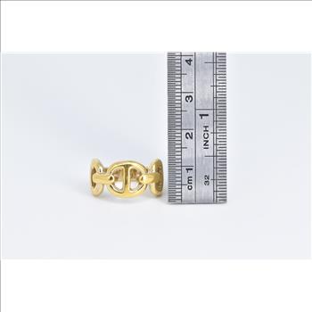 14K Anchor Chain Link Puffy Fashion Statement Yellow Gold Ring, Size 5.25