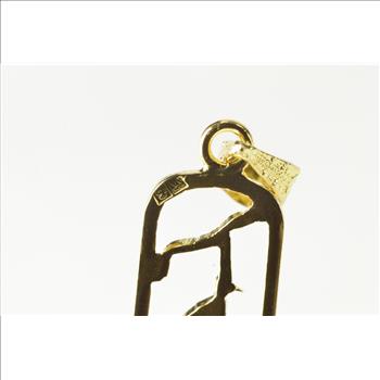 14K Ancient Egyptian Hieroglyphics Ornate Bar Yellow Gold Pendant