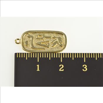 14K Ancient Egyptian Hieroglyphics Oval Yellow Gold Charm/Pendant