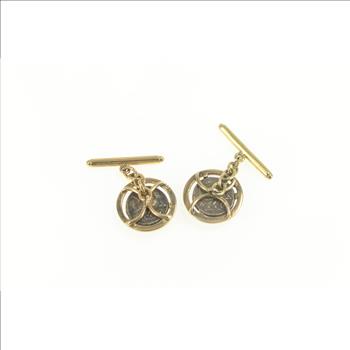 14K Ancient Roman Coin Tribute Bezel Statement Yellow Gold Cuff Links