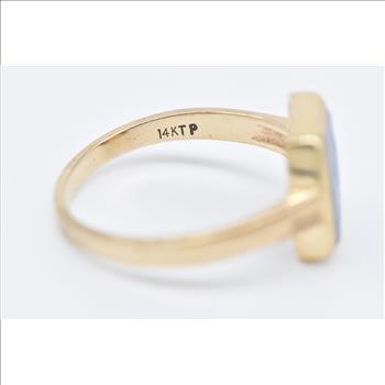 14K Arrow Harvest Carved Agate Signet Wax Seal Yellow Gold Ring, Size 7