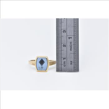 14K Arrow Harvest Carved Agate Signet Wax Seal Yellow Gold Ring, Size 7