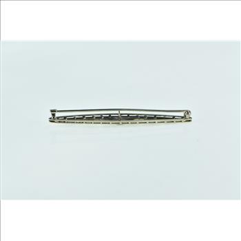14K Art Deco Diamond Enamel Filigree Ornate Bar White Gold Pin/Brooch