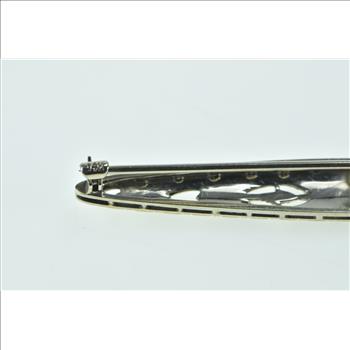 14K Art Deco Diamond Enamel Filigree Ornate Bar White Gold Pin/Brooch