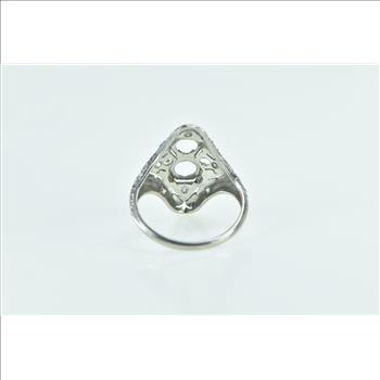 14K Art Deco Diamond Filigree Engagement Setting Yellow Gold Ring, Size 6.5
