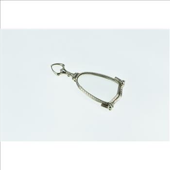 14K Art Deco Looking Glass Spring Loaded Spectacles Glasses White Gold