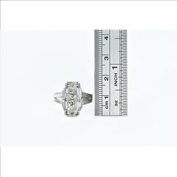 14K Art Deco OEC Diamond Engagement White Gold Ring, Size 8.25