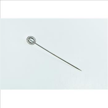 14K Art Deco Ornate Oval Blue Topaz Filigree Yellow Gold Stick Pin