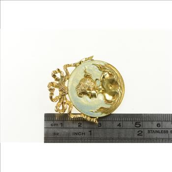 14K Art Nouveau Cloisonne Enamel Ornate Yellow Gold Pendant/Pin