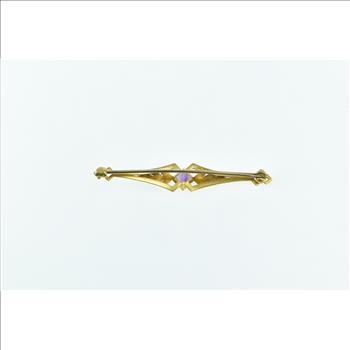14K Art Nouveau Princess Amethyst Floral Leaf Yellow Gold Pin/Brooch