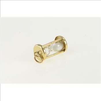 14K Articulated 3D Hourglass Time Symbol Yellow Gold Charm/Pendant
