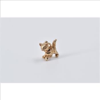 14K Articulated Kitty Cat Bow Collar Kitten Yellow Gold Charm/Pendant
