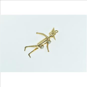 14K Articulated Pearl Marionette Puppet Yellow Gold Charm/Pendant