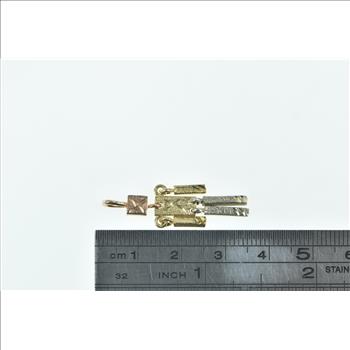 14K Articulated Squared Puppet Stick Figure Man Yellow Gold Charm/Pendant