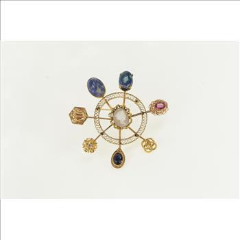 14K Arts + Crafts Victorian Stick Pin Cluster Yellow Gold Pin/Brooch